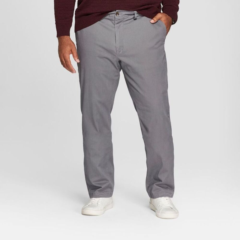 Men's Big & Tall Straight Fit Chino Pants - Goodfellow & Co Dark Gray 48x30